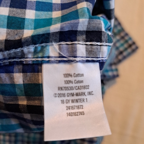 Gymboree boys size 4T button up shirt white, blue, black & teal 1 pocket VGUC - Picture 4 of 4